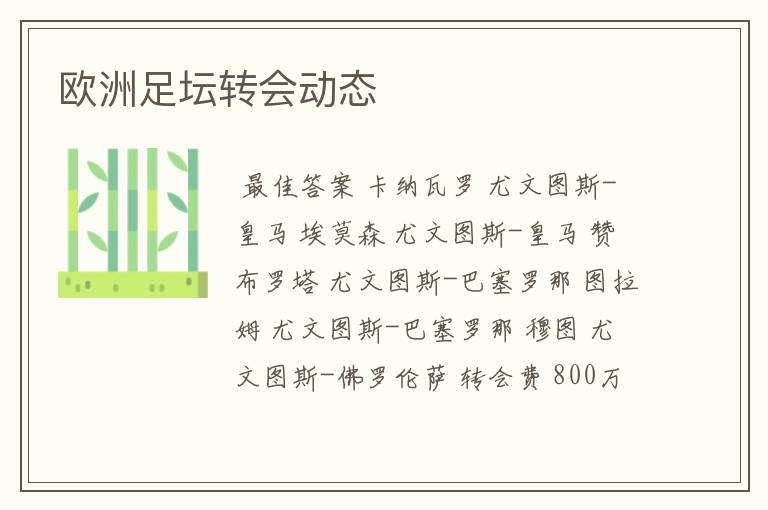 欧洲足坛转会动态