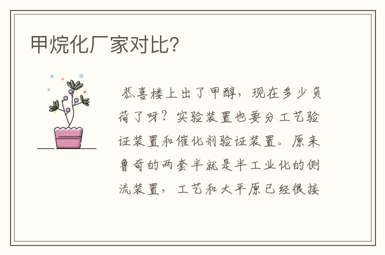 甲烷化厂家对比?