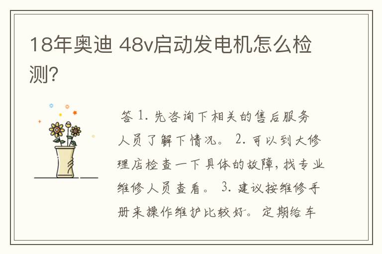18年奥迪 48v启动发电机怎么检测?