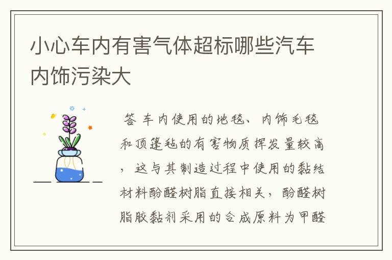 小心车内有害气体超标哪些汽车内饰污染大