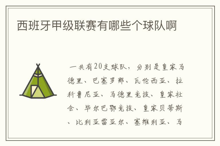 西班牙甲级联赛有哪些个球队啊