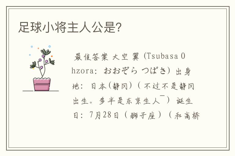 足球小将主人公是？