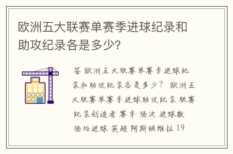 欧洲五大联赛单赛季进球纪录和助攻纪录各是多少?