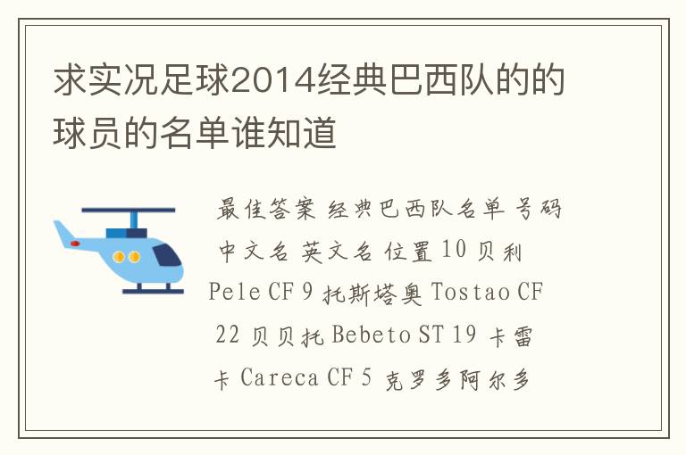 求实况足球2014经典巴西队的的球员的名单谁知道