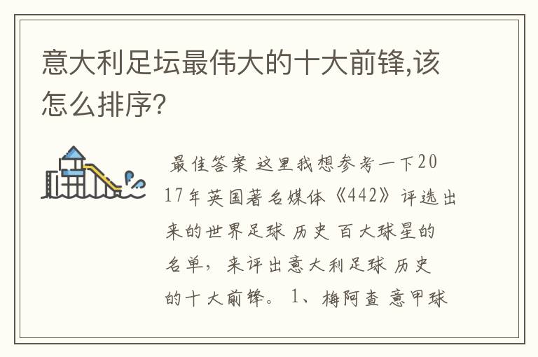意大利足坛最伟大的十大前锋,该怎么排序?