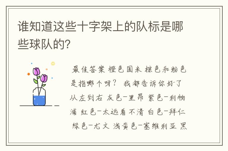 谁知道这些十字架上的队标是哪些球队的?
