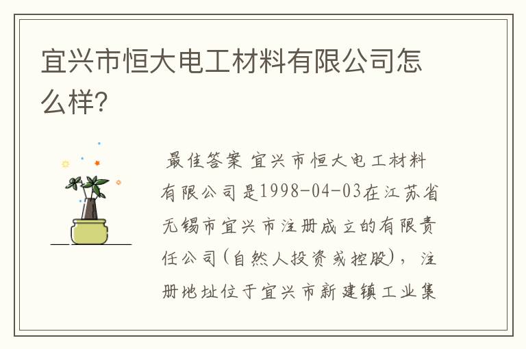 宜兴市恒大电工材料有限公司怎么样?