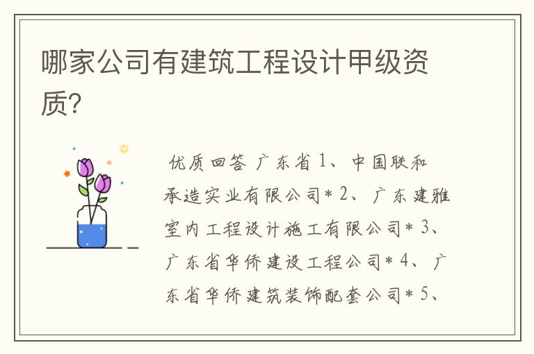 哪家公司有建筑工程设计甲级资质?