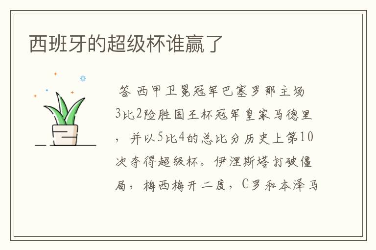 西班牙的超级杯谁赢了