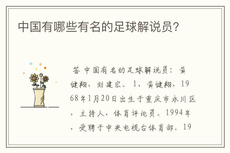 中国有哪些有名的足球解说员?