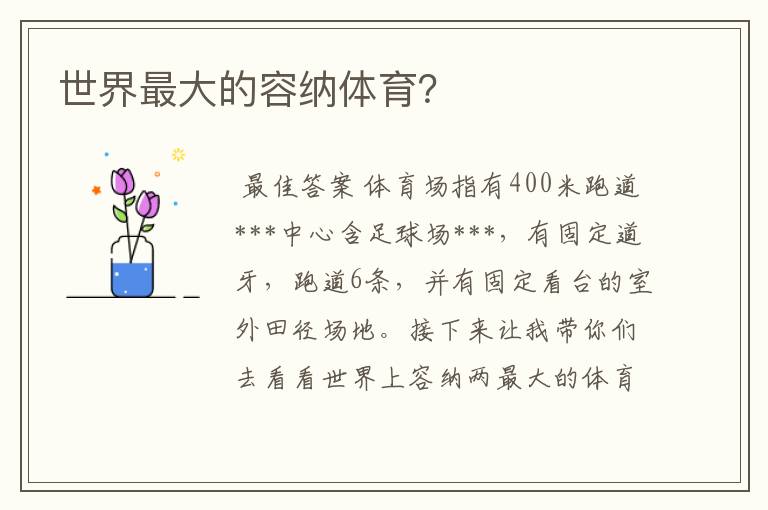 世界最大的容纳体育?