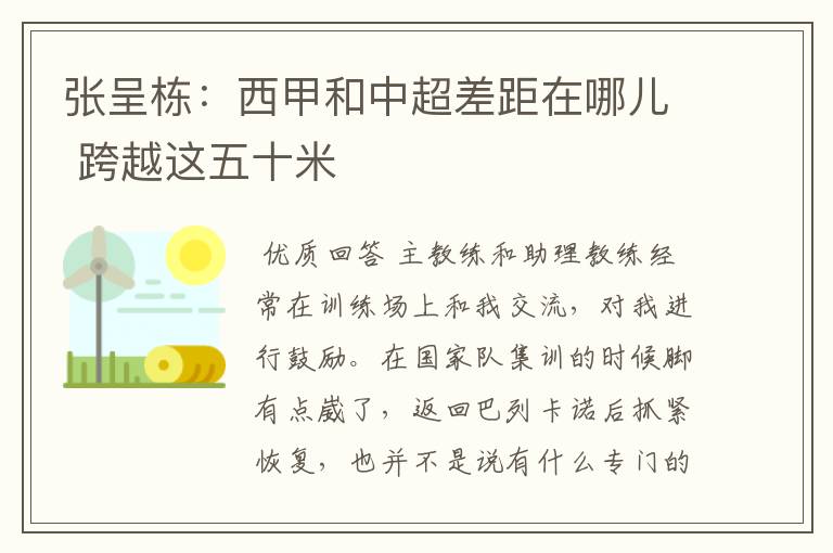 张呈栋:西甲和中超差距在哪儿 跨越这五十米