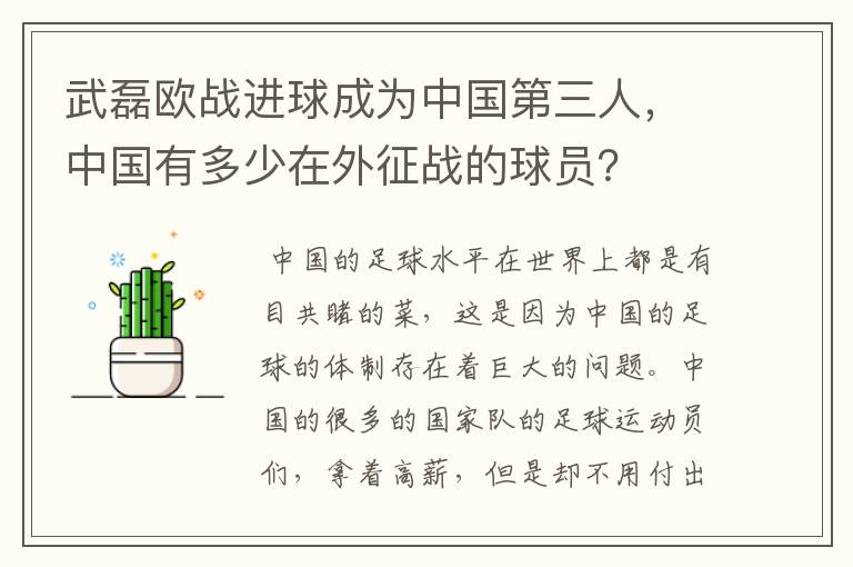 武磊欧战进球成为中国第三人,中国有多少在外征战的球员?