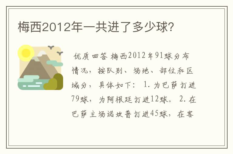 梅西2012年一共进了多少球?