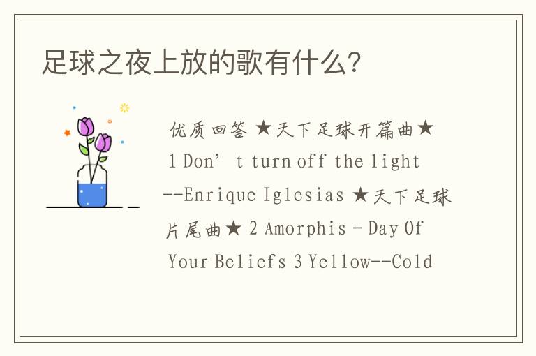 足球之夜上放的歌有什么?