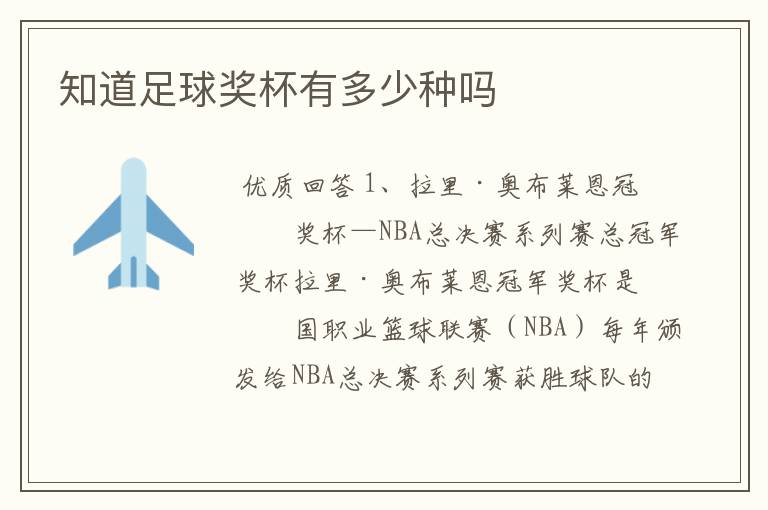 知道足球奖杯有多少种吗