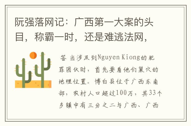 阮强落网记:广西第一大案的头目,称霸一时,还是难逃法网,后来怎样?