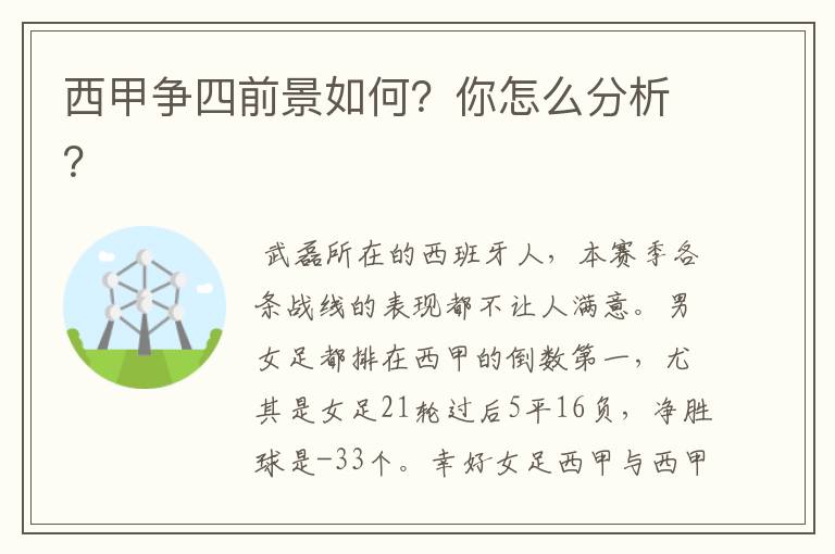西甲争四前景如何?你怎么分析?