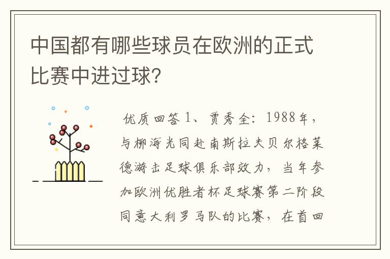 中国都有哪些球员在欧洲的正式比赛中进过球?