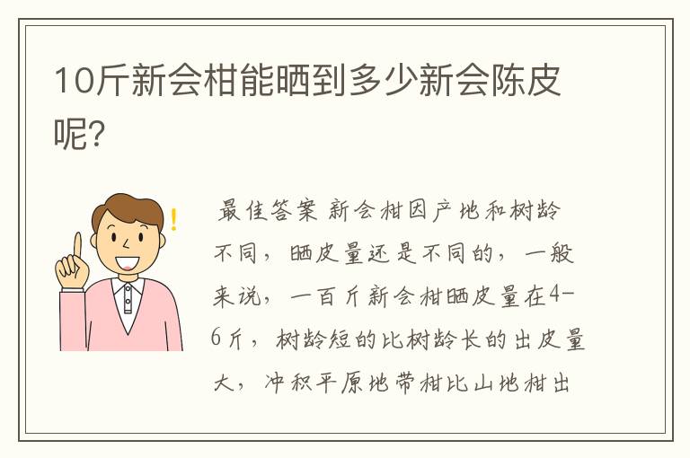 10斤新会柑能晒到多少新会陈皮呢?