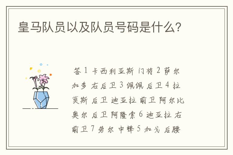 皇马队员以及队员号码是什么?
