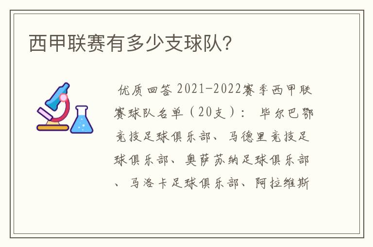 西甲联赛有多少支球队?