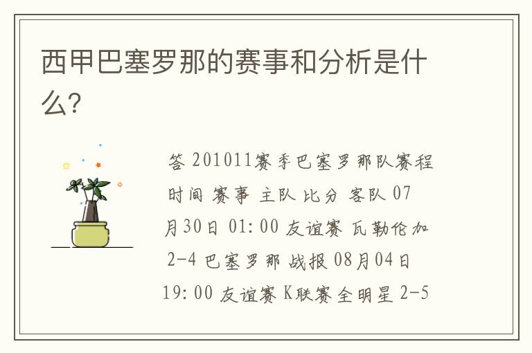 西甲巴塞罗那的赛事和分析是什么?