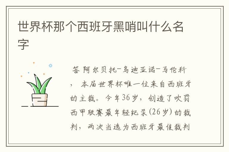 世界杯那个西班牙黑哨叫什么名字