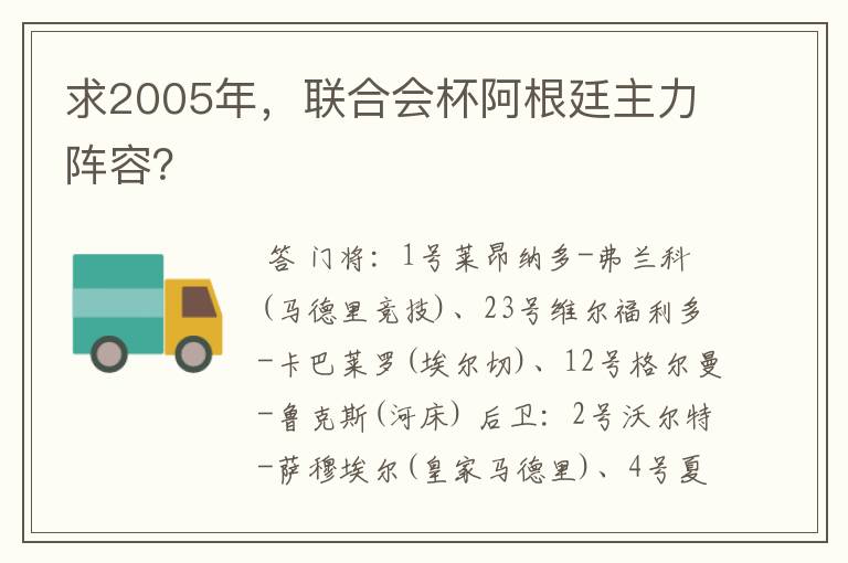 求2005年,联合会杯阿根廷主力阵容?