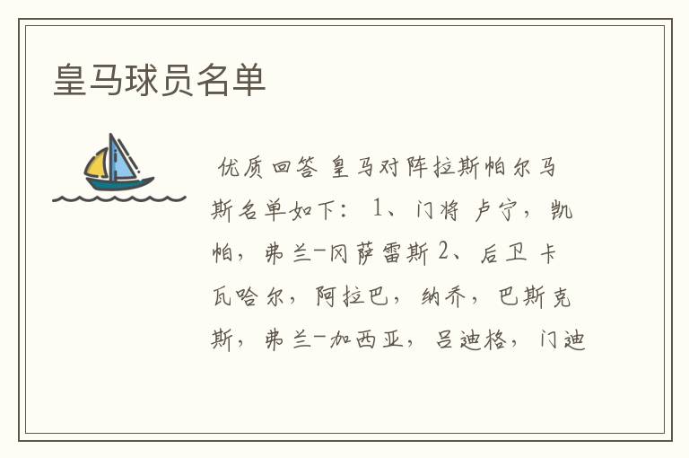 皇马球员名单
