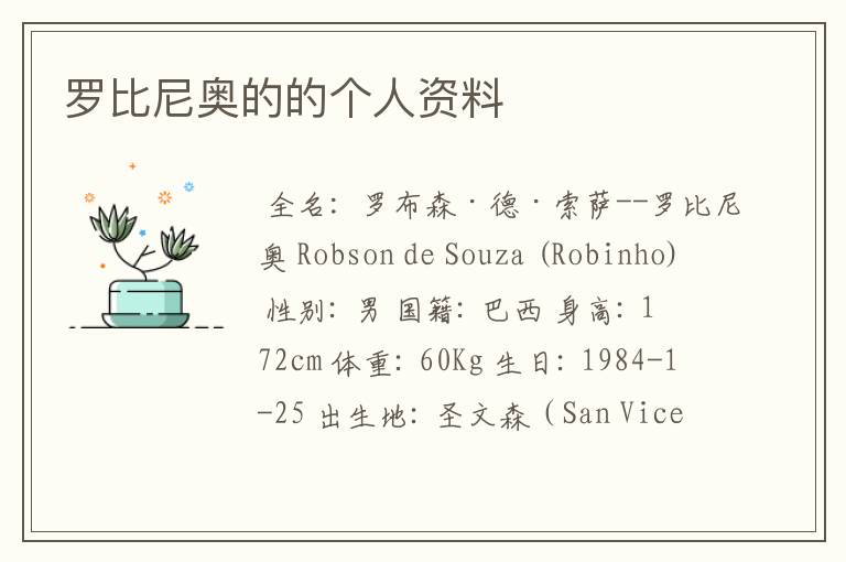 罗比尼奥的的个人资料