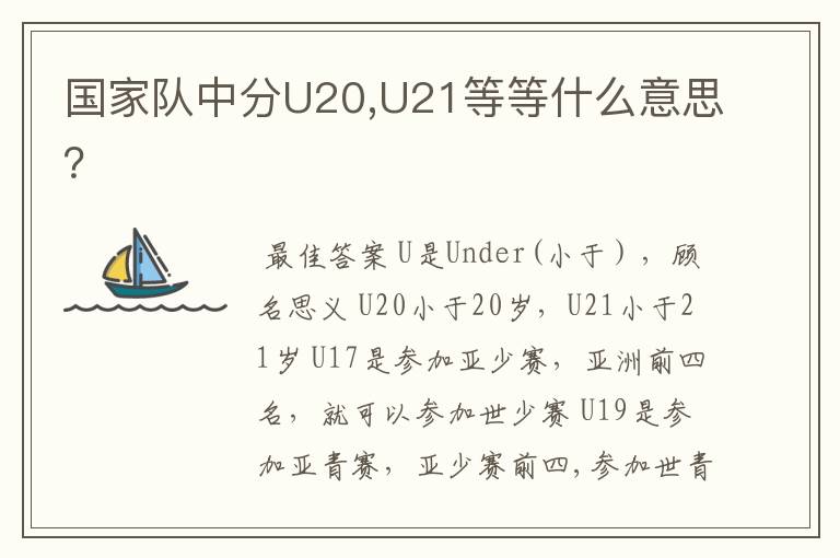 国家队中分U20,U21等等什么意思?