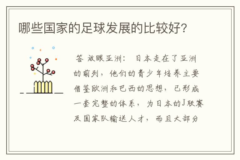 哪些国家的足球发展的比较好?