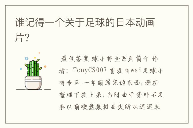 谁记得一个关于足球的日本动画片?