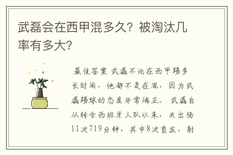 武磊会在西甲混多久?被淘汰几率有多大?