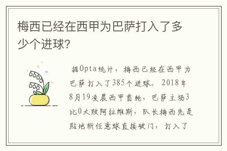 梅西已经在西甲为巴萨打入了多少个进球?