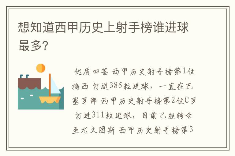 想知道西甲历史上射手榜谁进球最多?