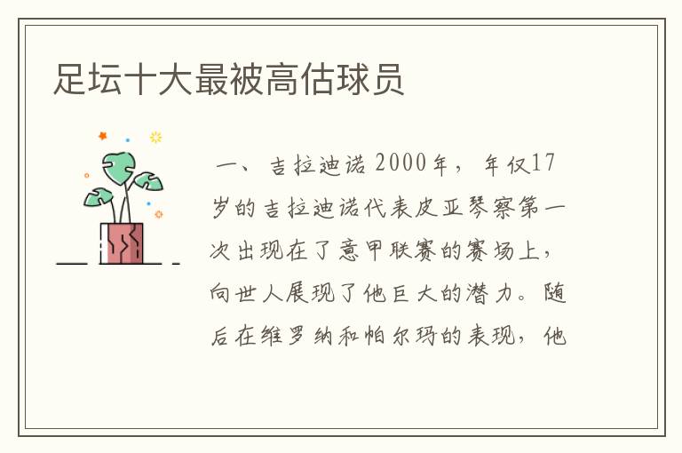 足坛十大最被高估球员