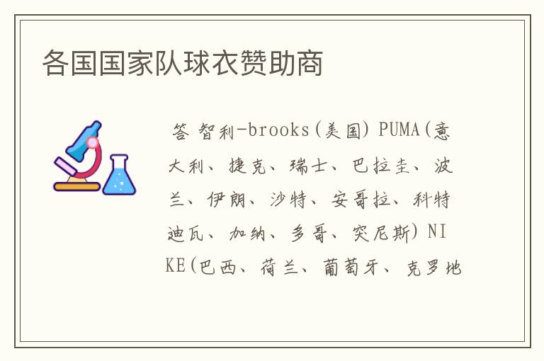 各国国家队球衣赞助商
