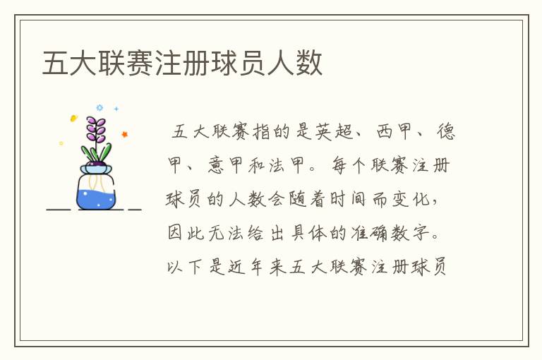 五大联赛注册球员人数