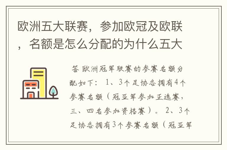 欧洲五大联赛,参加欧冠及欧联,名额是怎么分配的为什么五大联赛只有法甲