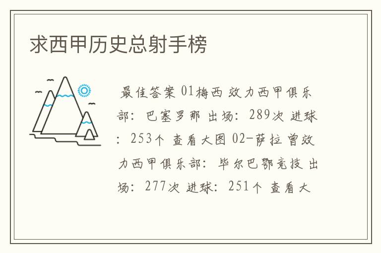 求西甲历史总射手榜