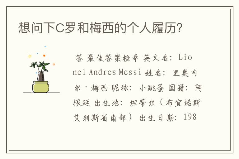 想问下C罗和梅西的个人履历?