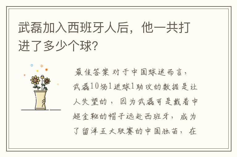武磊加入西班牙人后,他一共打进了多少个球?