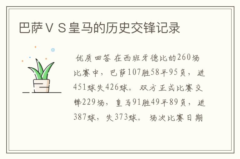 巴萨VS皇马的历史交锋记录