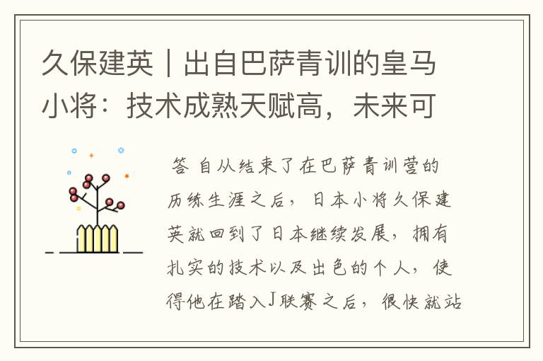 久保建英｜出自巴萨青训的皇马小将：技术成熟天赋高，未来可期