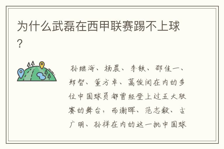 为什么武磊在西甲联赛踢不上球?