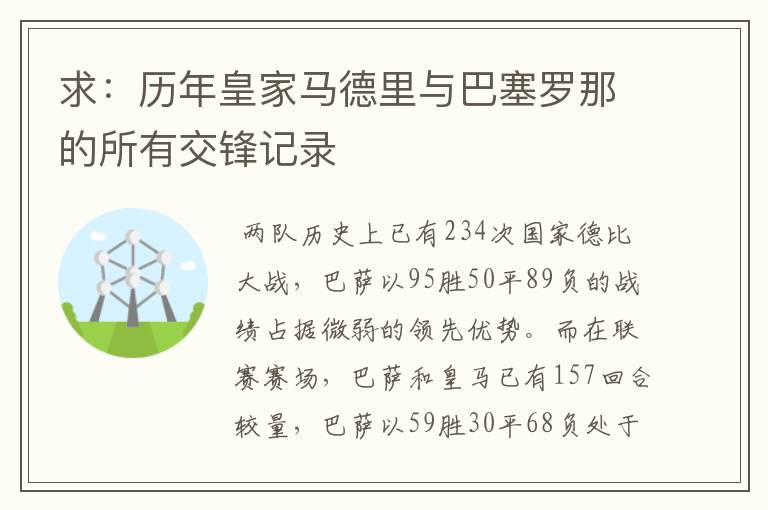 求:历年皇家马德里与巴塞罗那的所有交锋记录