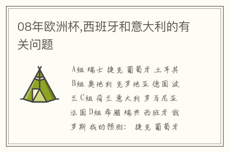 08年欧洲杯,西班牙和意大利的有关问题