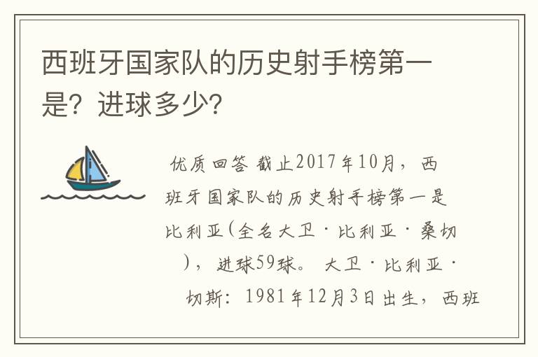 西班牙国家队的历史射手榜第一是?进球多少?